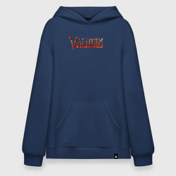Толстовка-худи оверсайз Valheim огненный лого, цвет: тёмно-синий