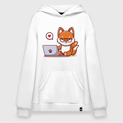 Худи оверсайз Cute fox and laptop