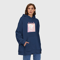 Толстовка-худи оверсайз Vaporwave Strawberry Milk, цвет: тёмно-синий — фото 2