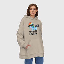 Толстовка-худи оверсайз Gangsta pony, цвет: миндальный — фото 2