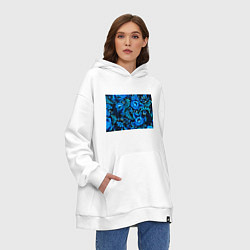 Толстовка-худи оверсайз Гжель, цвет: белый — фото 2