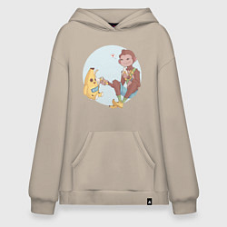 Толстовка-худи оверсайз Манки и Банан, цвет: миндальный