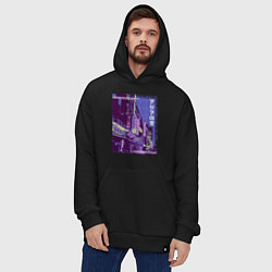 Толстовка-худи оверсайз Neon Asian Street Vaporwave, цвет: черный — фото 2