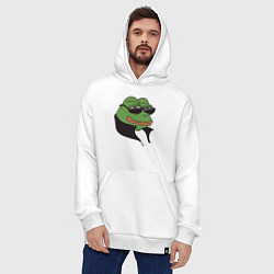 Толстовка-худи оверсайз Лягушонок Пепе, цвет: белый — фото 2
