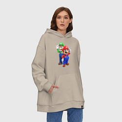 Толстовка-худи оверсайз Mario Bros, цвет: миндальный — фото 2