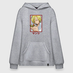 Толстовка-худи оверсайз Санджи закуривает, цвет: меланж