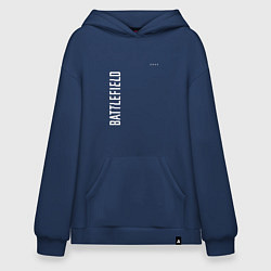 Толстовка-худи оверсайз BATTLEFIELD 2042 БЕЛЫЙ ЛОГОТИП, цвет: тёмно-синий