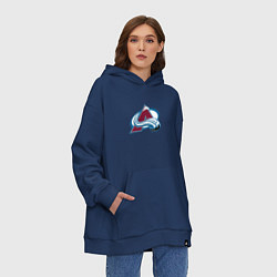 Толстовка-худи оверсайз Колорадо Эвеланш логотип, цвет: тёмно-синий — фото 2