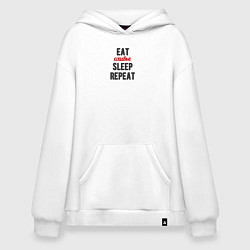 Толстовка-худи оверсайз Eat оливье Sleep Repeat, цвет: белый