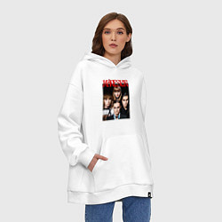 Толстовка-худи оверсайз MANESKIN POSTER СОСТАВ, цвет: белый — фото 2