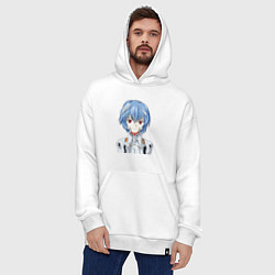 Толстовка-худи оверсайз Neon Genesis Evangelion Рей, цвет: белый — фото 2