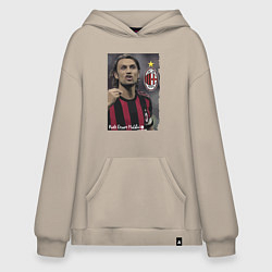 Толстовка-худи оверсайз Paolo Cesare Maldini - Milan, captain, цвет: миндальный