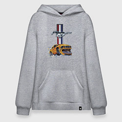 Толстовка-худи оверсайз Мустанг раскрыл пасть!, цвет: меланж