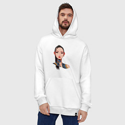 Толстовка-худи оверсайз Китаянка-модница, цвет: белый — фото 2