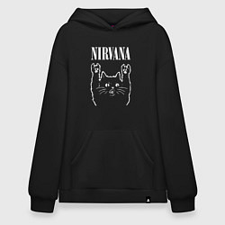 Толстовка-худи оверсайз Nirvana Rock Cat, НИРВАНА, цвет: черный