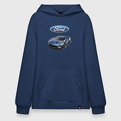 Толстовка-худи оверсайз Ford - legendary racing team!, цвет: тёмно-синий