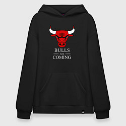 Толстовка-худи оверсайз Chicago Bulls are coming Чикаго Буллз, цвет: черный