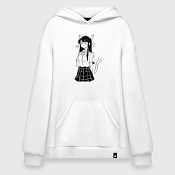 Толстовка-худи оверсайз Коми неко, цвет: белый