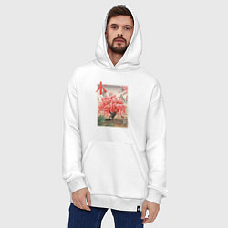 Толстовка-худи оверсайз Цветущая Сакура Япония, цвет: белый — фото 2