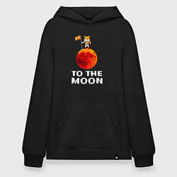Толстовка-худи оверсайз Сиба на луне, цвет: черный