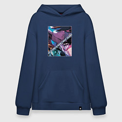 Толстовка-худи оверсайз Джотаро Куджо из ДжоДжо, цвет: тёмно-синий