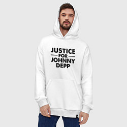 Толстовка-худи оверсайз Справедливость для Джонни Деппа, цвет: белый — фото 2