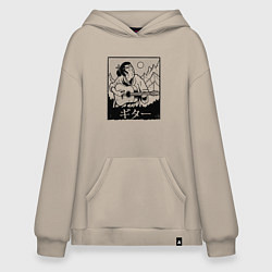 Худи оверсайз Самурай с гитарой Samurai playing guitar