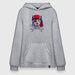 Толстовка-худи оверсайз Кот пират и рыбьи кости, цвет: меланж