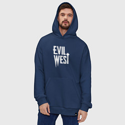 Толстовка-худи оверсайз Evil west logo, цвет: тёмно-синий — фото 2