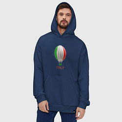 Толстовка-худи оверсайз 3d aerostat Italy flag, цвет: тёмно-синий — фото 2