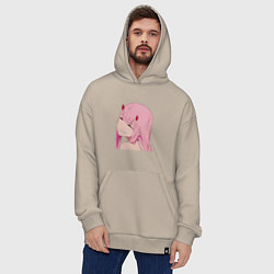 Толстовка-худи оверсайз Zero Two крупный план, цвет: миндальный — фото 2