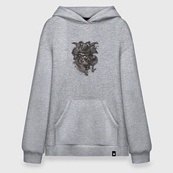 Толстовка-худи оверсайз Самурай Ирезуми, цвет: меланж