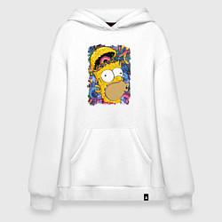 Толстовка-худи оверсайз Мозг Гомера Симпсона - постер, цвет: белый
