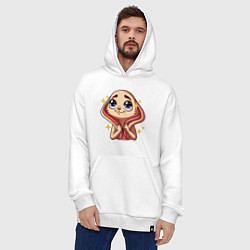 Толстовка-худи оверсайз Восхищенная зайка, цвет: белый — фото 2