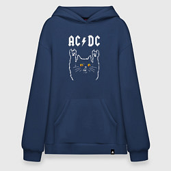 Толстовка-худи оверсайз AC DC rock cat, цвет: тёмно-синий