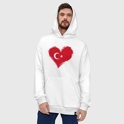 Толстовка-худи оверсайз Сердце - Турция, цвет: белый — фото 2