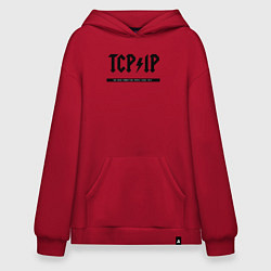 Толстовка-худи оверсайз TCPIP Connecting people since 1972, цвет: красный