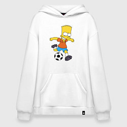 Толстовка-худи оверсайз Барт Симпсон бьёт по футбольному мячу, цвет: белый
