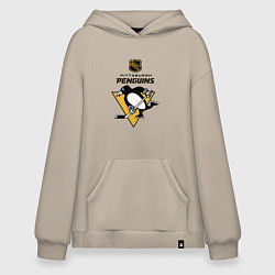 Толстовка-худи оверсайз Питтсбург Пингвинз НХЛ логотип, цвет: миндальный