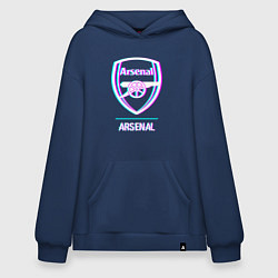 Толстовка-худи оверсайз Arsenal FC в стиле glitch, цвет: тёмно-синий