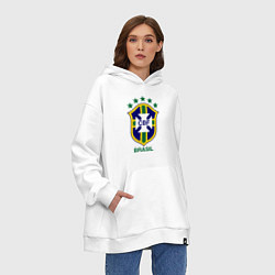 Толстовка-худи оверсайз Brasil CBF, цвет: белый — фото 2