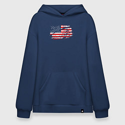 Толстовка-худи оверсайз Флаг США с хоккеистом, цвет: тёмно-синий