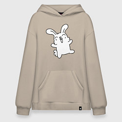 Толстовка-худи оверсайз Happy Bunny, цвет: миндальный