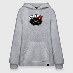 Толстовка-худи оверсайз Onyx - black logo, цвет: меланж