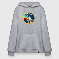 Толстовка-худи оверсайз NASA - emblem - USA, цвет: меланж