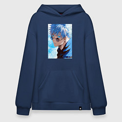 Толстовка-худи оверсайз Сатору Годжо в очках - Jujutsu kaisen, цвет: тёмно-синий