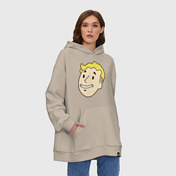 Толстовка-худи оверсайз Vault boy head, цвет: миндальный — фото 2