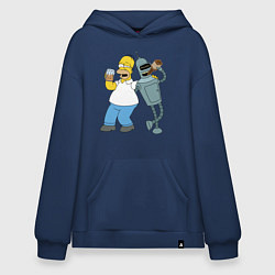 Толстовка-худи оверсайз Drunk Homer and Bender, цвет: тёмно-синий