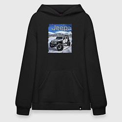Толстовка-худи оверсайз Chrysler Jeep Wrangler в зимних горах, цвет: черный
