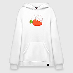 Толстовка-худи оверсайз Зайчик на морковке, цвет: белый